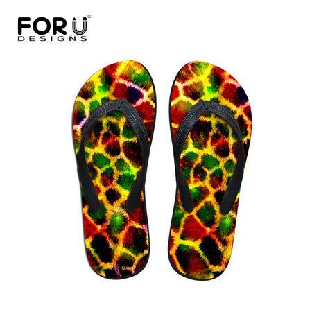 New Summer Fashion Flip Flops Men Leopard Print Flat Shoes Massage Beach Slippers.