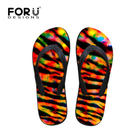 New Summer Fashion Flip Flops Men Leopard Print Flat Shoes Massage Beach Slippers.