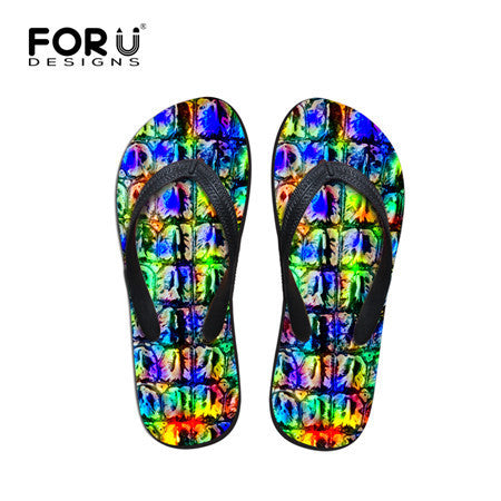 New Summer Fashion Flip Flops Men Leopard Print Flat Shoes Massage Beach Slippers.
