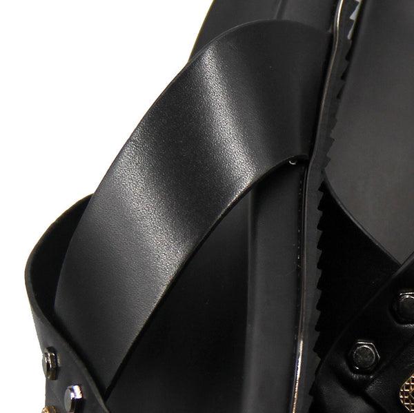 Flip Flops Men Real Leather Summer Sandals For School Street Casual Walking.