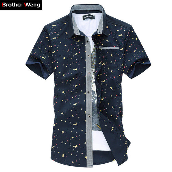 Men's Shirt 2017 Summer Thin Floral Short Sleeve Shirt.