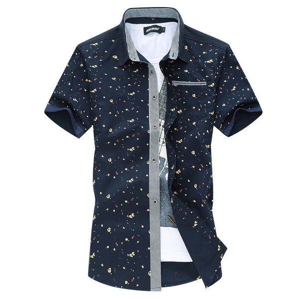 Men's Shirt 2017 Summer Thin Floral Short Sleeve Shirt.
