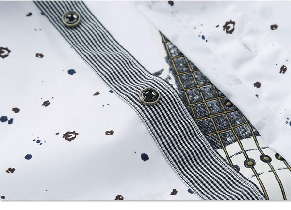 Men's Shirt 2017 Summer Thin Floral Short Sleeve Shirt.