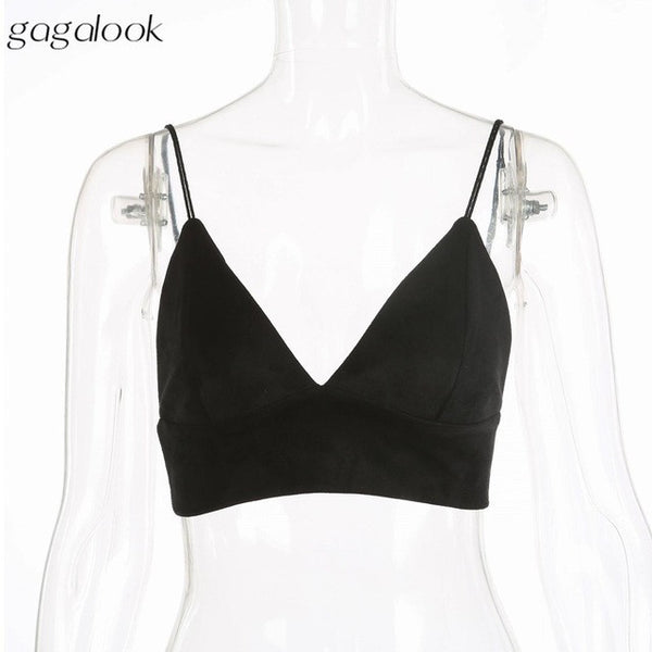 Gagalook 2017 Brand Women Tops Sexy Unlined Bra Crop Top Summer Pink Suede Cami Fashion Camisole.