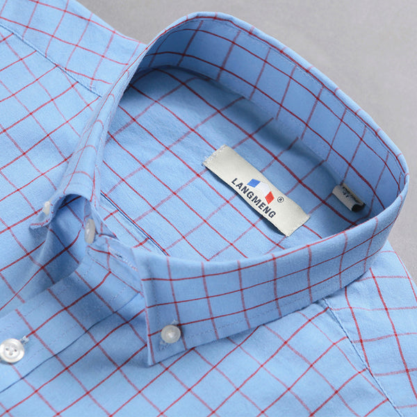 New Summer Cotton Casual Men Thin Strip Dress Shirt Men Short Sleeve.