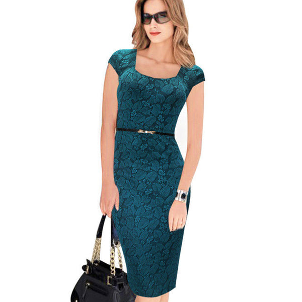 Women Dress Elegant Floral Print Work Business Casual Party .