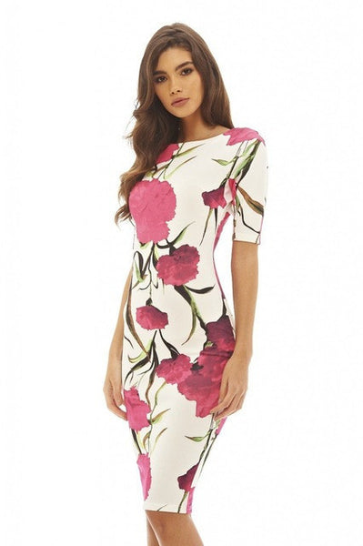 Women Dress Elegant Floral Print Work Business Casual Party .