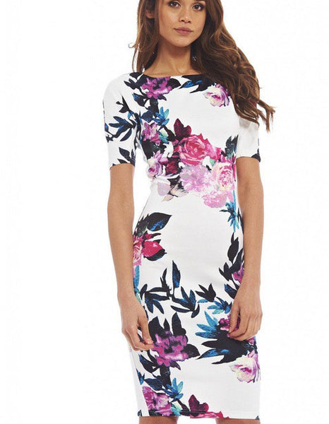 Women Dress Elegant Floral Print Work Business Casual Party .