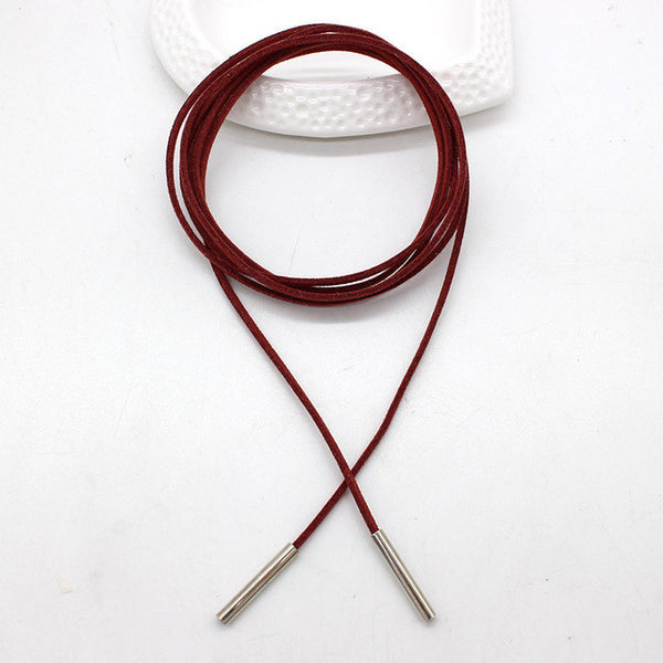 Luxury hollow Ethnic Choker Necklace Gothic Charm Long rope boho Black Leather.