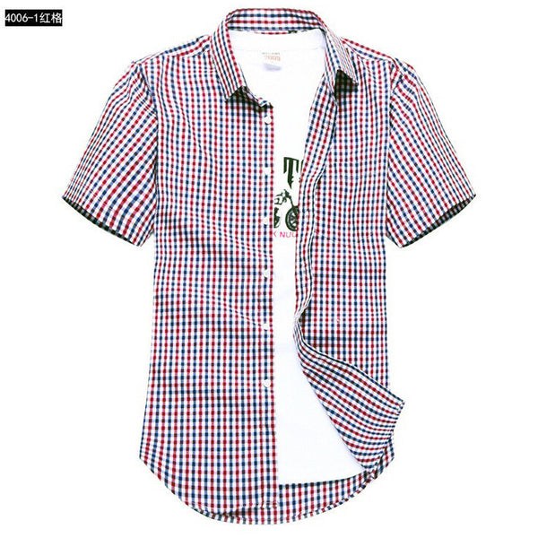 Men's short-sleeved plaid shirt summer new fashion England shirt mens slim fit.