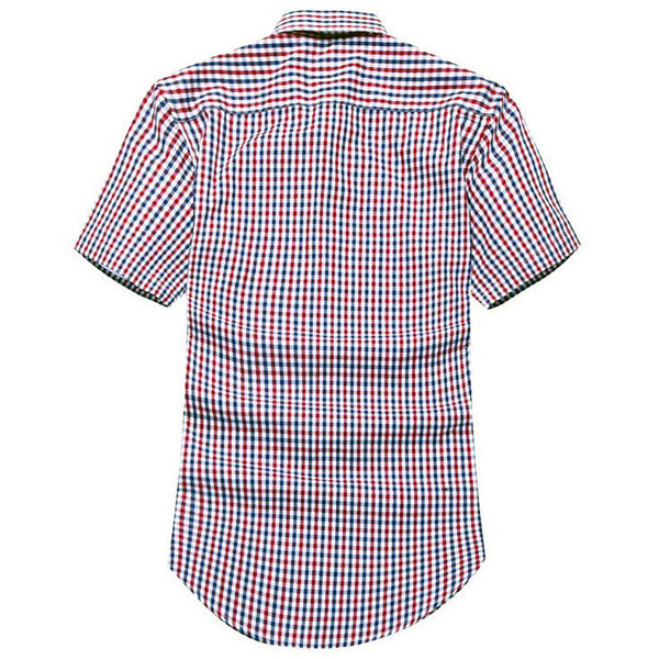 Men's short-sleeved plaid shirt summer new fashion England shirt mens slim fit.