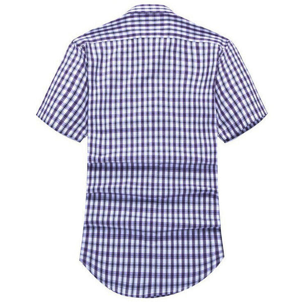 Men's short-sleeved plaid shirt summer new fashion England shirt mens slim fit.