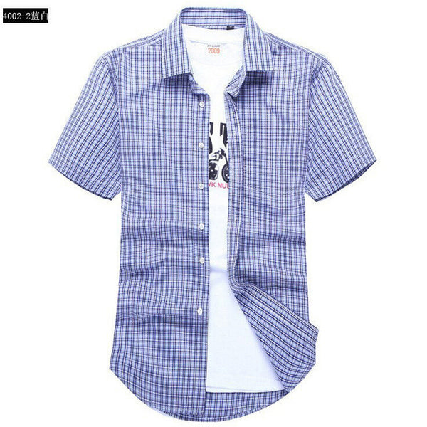 Men's short-sleeved plaid shirt summer new fashion England shirt mens slim fit.