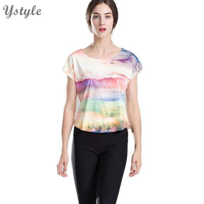 Women's 3D Floral Printed T-Shirt T Shirts Summer Batwing Sleeve.