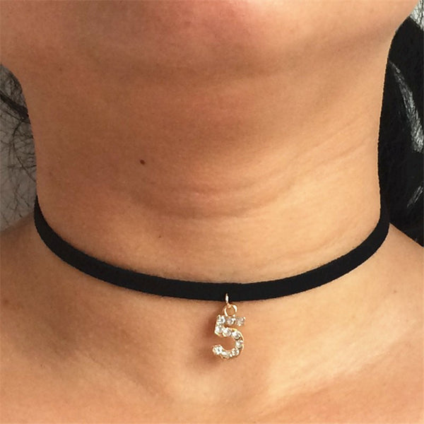 Hot new torques Bijoux Plain Black Velvet Ribbon crystal choker.