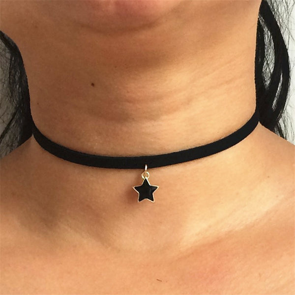 Hot new torques Bijoux Plain Black Velvet Ribbon crystal choker.