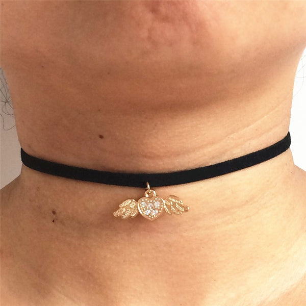 Hot new torques Bijoux Plain Black Velvet Ribbon crystal choker.