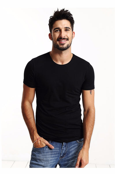 2017 Summer Brand Men's Short-sleeved Cotton skinny T-shirt.