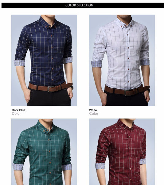 New Autumn Fashion Brand Men Clothes Slim Fit Men Long Sleeve Shirt.