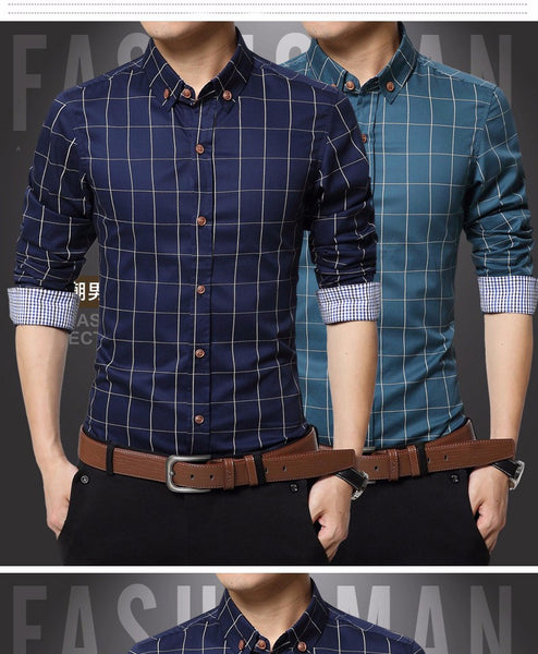 New Autumn Fashion Brand Men Clothes Slim Fit Men Long Sleeve Shirt.