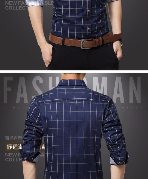 New Autumn Fashion Brand Men Clothes Slim Fit Men Long Sleeve Shirt.