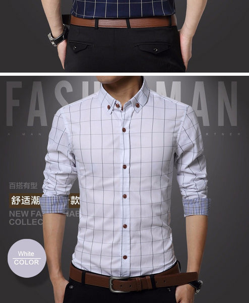 New Autumn Fashion Brand Men Clothes Slim Fit Men Long Sleeve Shirt.