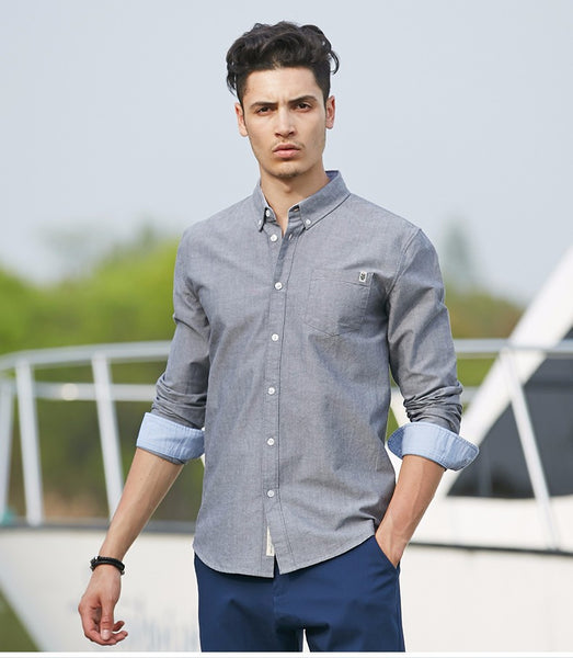 2017 spring new fashion men shirt long sleeve brand clothing quality cotton soft shirt.