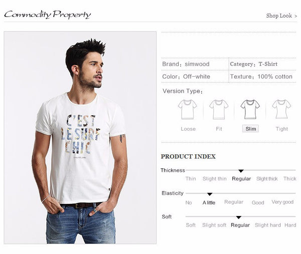 New Arrival Simwood Brand Clothing Men T-shirt Shortsleeved O-neck.