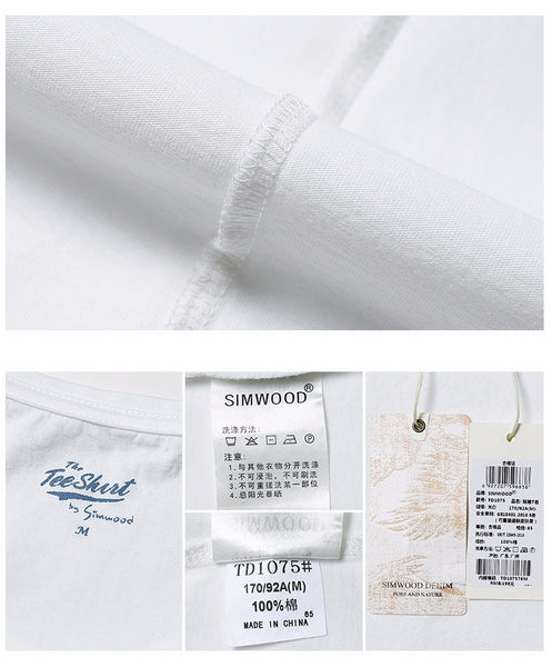 New Arrival Simwood Brand Clothing Men T-shirt Shortsleeved O-neck.