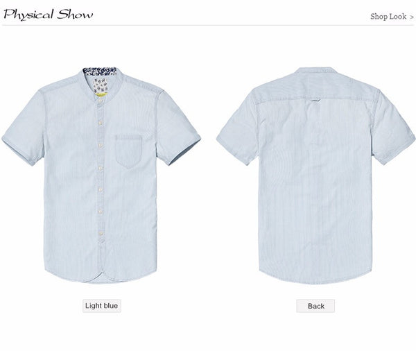 Summer Men Casual Shirts Short sleeved Denim Shirt.