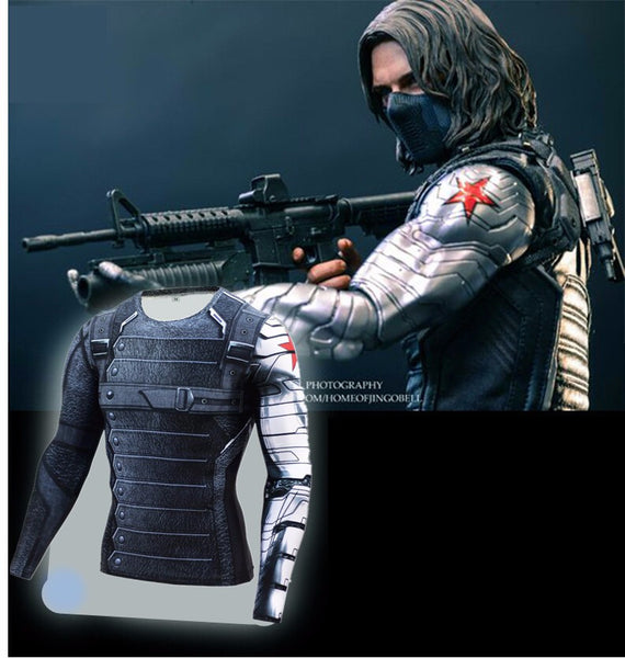 Winter Soldier Bucky Superman Anime 3D T Shirt Fitness Men Crossfit T-Shirt Long Sleeve Compression Shirt
