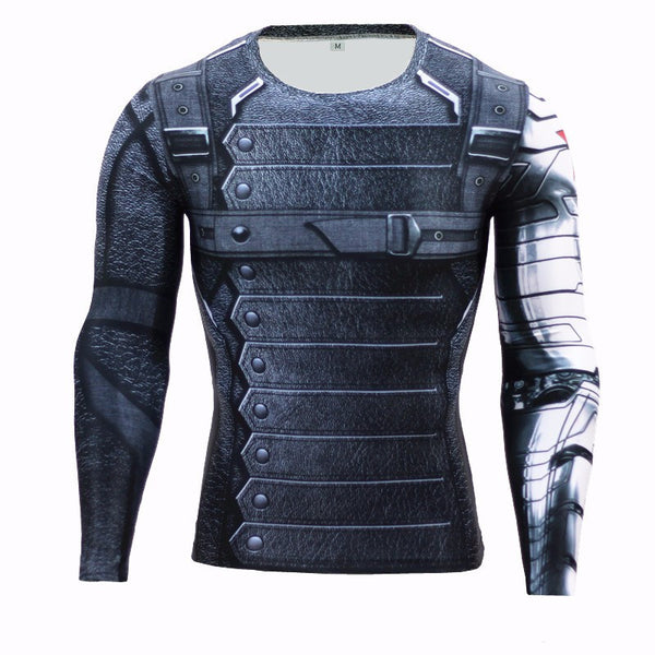 Winter Soldier Bucky Superman Anime 3D T Shirt Fitness Men Crossfit T-Shirt Long Sleeve Compression Shirt
