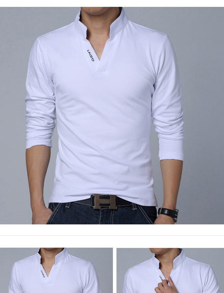 HOT SELL 2017 New Fashion Brand Men Clothes Solid Color Long Sleeve Slim Fit T Shirt Men.
