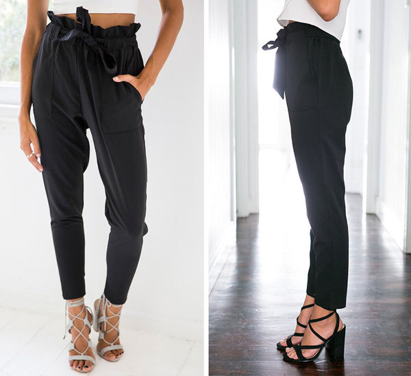 Simplee Apparel OL chiffon high waist harem pants Women stringyselvedge summer style.