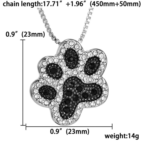 Personalized charming Fashion jewelry Silver plated Black and White crystal rhinestone Dog Paw.