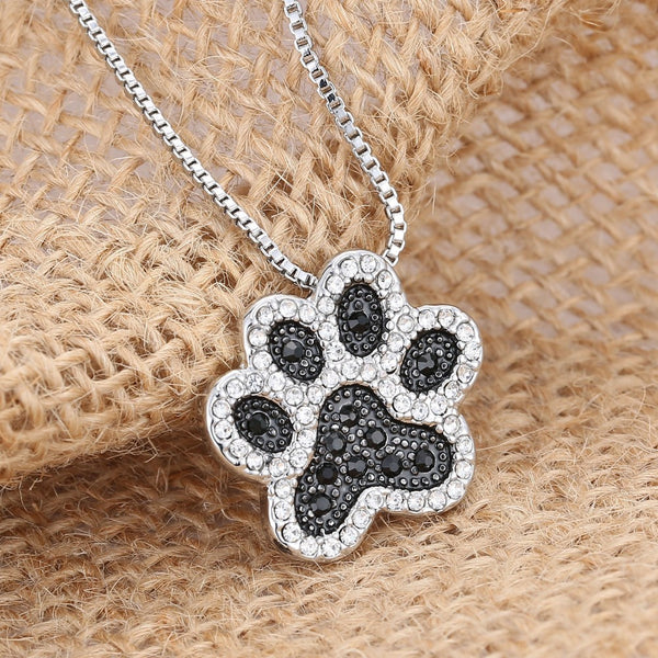Personalized charming Fashion jewelry Silver plated Black and White crystal rhinestone Dog Paw.