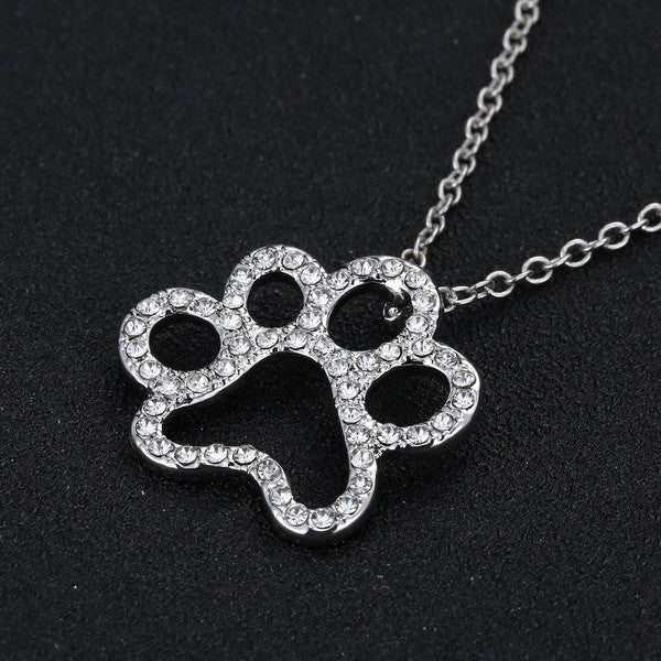Personalized charming Fashion jewelry Silver plated Black and White crystal rhinestone Dog Paw.