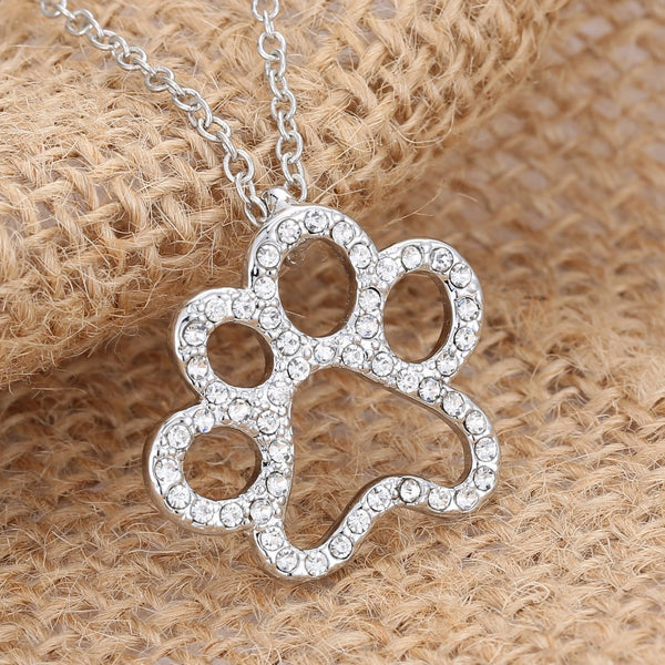 Personalized charming Fashion jewelry Silver plated Black and White crystal rhinestone Dog Paw.