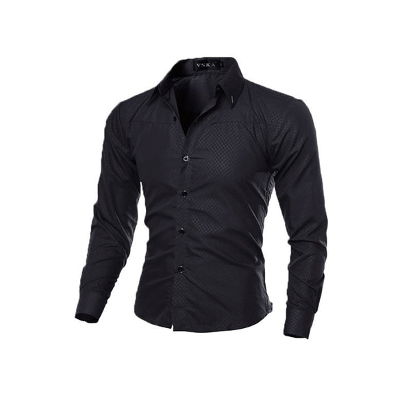 Fashion Men's Luxury Casual Shirts Slim Fit Dress Shirts Long Sleeve Button Tops.