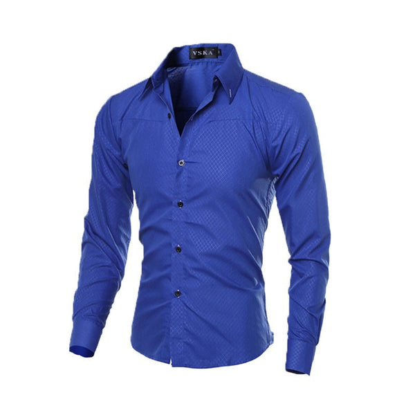 Fashion Men's Luxury Casual Shirts Slim Fit Dress Shirts Long Sleeve Button Tops.