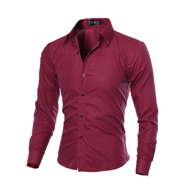 Fashion Men's Luxury Casual Shirts Slim Fit Dress Shirts Long Sleeve Button Tops.