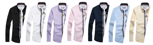 2017 New spring fashion solid shirts men slim long sleeved cotton Business dress shirts.