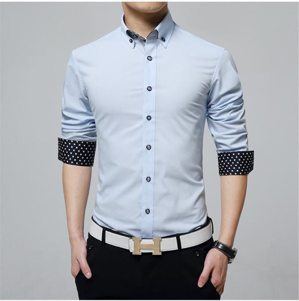 2017 New spring fashion solid shirts men slim long sleeved cotton Business dress shirts.