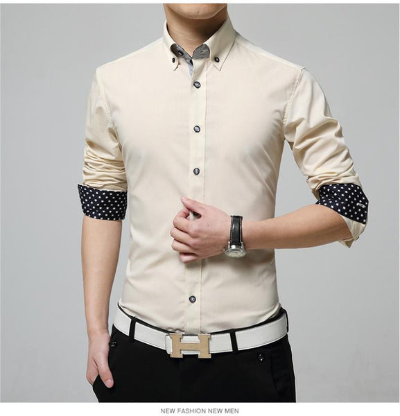 2017 New spring fashion solid shirts men slim long sleeved cotton Business dress shirts.