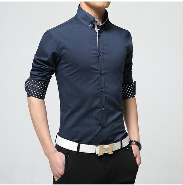 2017 New spring fashion solid shirts men slim long sleeved cotton Business dress shirts.