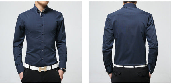2017 New spring fashion solid shirts men slim long sleeved cotton Business dress shirts.