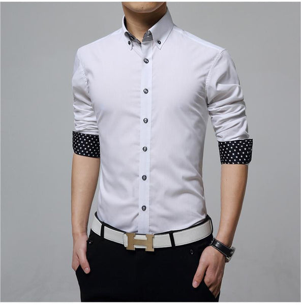 2017 New spring fashion solid shirts men slim long sleeved cotton Business dress shirts.