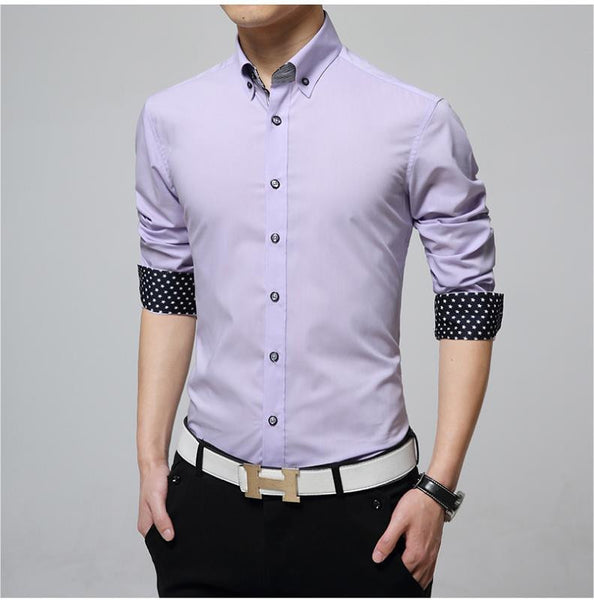 2017 New spring fashion solid shirts men slim long sleeved cotton Business dress shirts.
