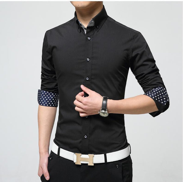 2017 New spring fashion solid shirts men slim long sleeved cotton Business dress shirts.