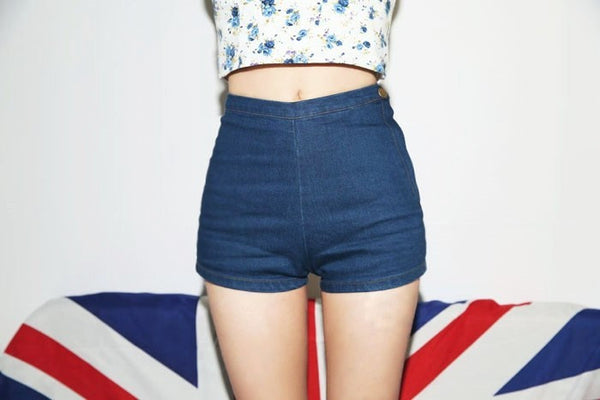 New Fashion AA Style Womens Sexy Skinny Thin High Waist Shorts Denim Shorts Jeans Side Zipper Short Women Clothing